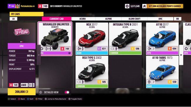 All cars from car mastery trees