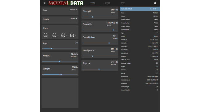 Mortal Online Character Builder