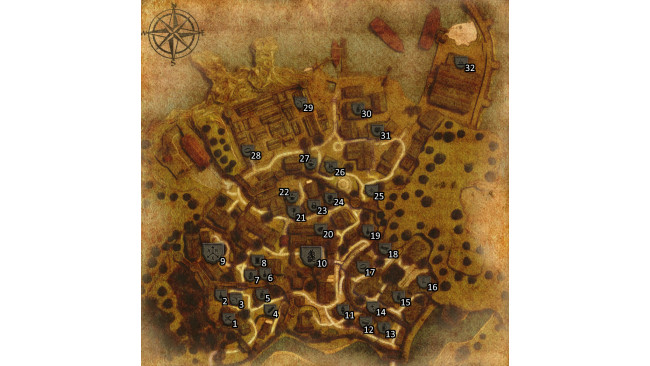 Archolos city: map markers detailed