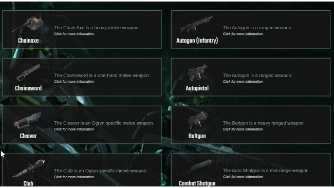 Weapons List for Darktide